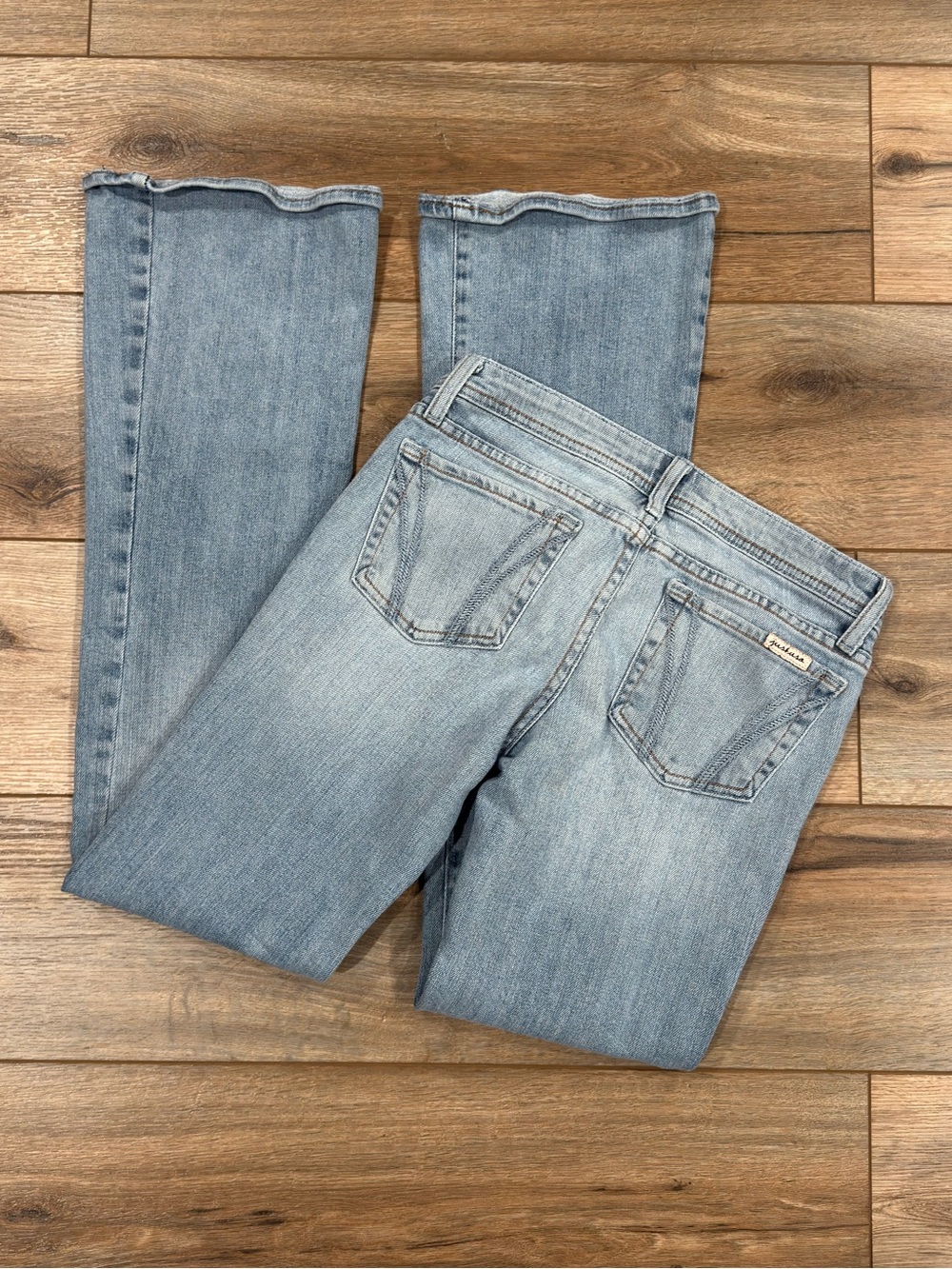 JUST USA Vintage Y2k 2000s Low-rise Light Wash Boho Flare Jeans | Size 26